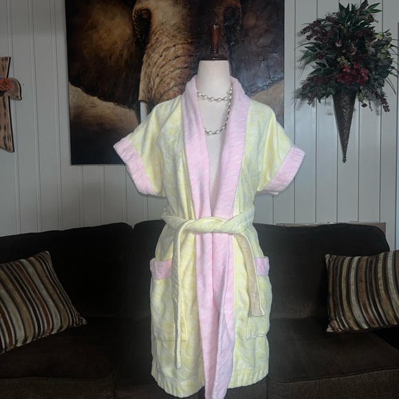 Fernando Squette • Vintage • Beach Bathrobe • Yellow/ Pink • Size Small (P) - Picture 3 of 12